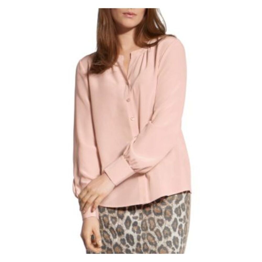 BASLER Womens Top Button Up Cuffed Crew Neck